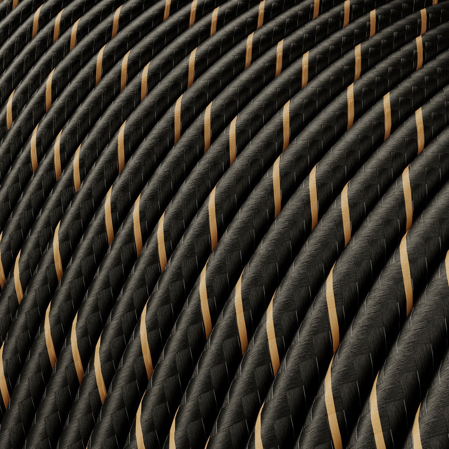 Extra Low Voltage power cable coated in silk effect fabric Vertigo Black and Gold ERM42