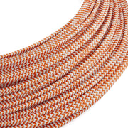 Extra Low Voltage power cable coated in silk effect fabric ZigZag White and Orange RZ15