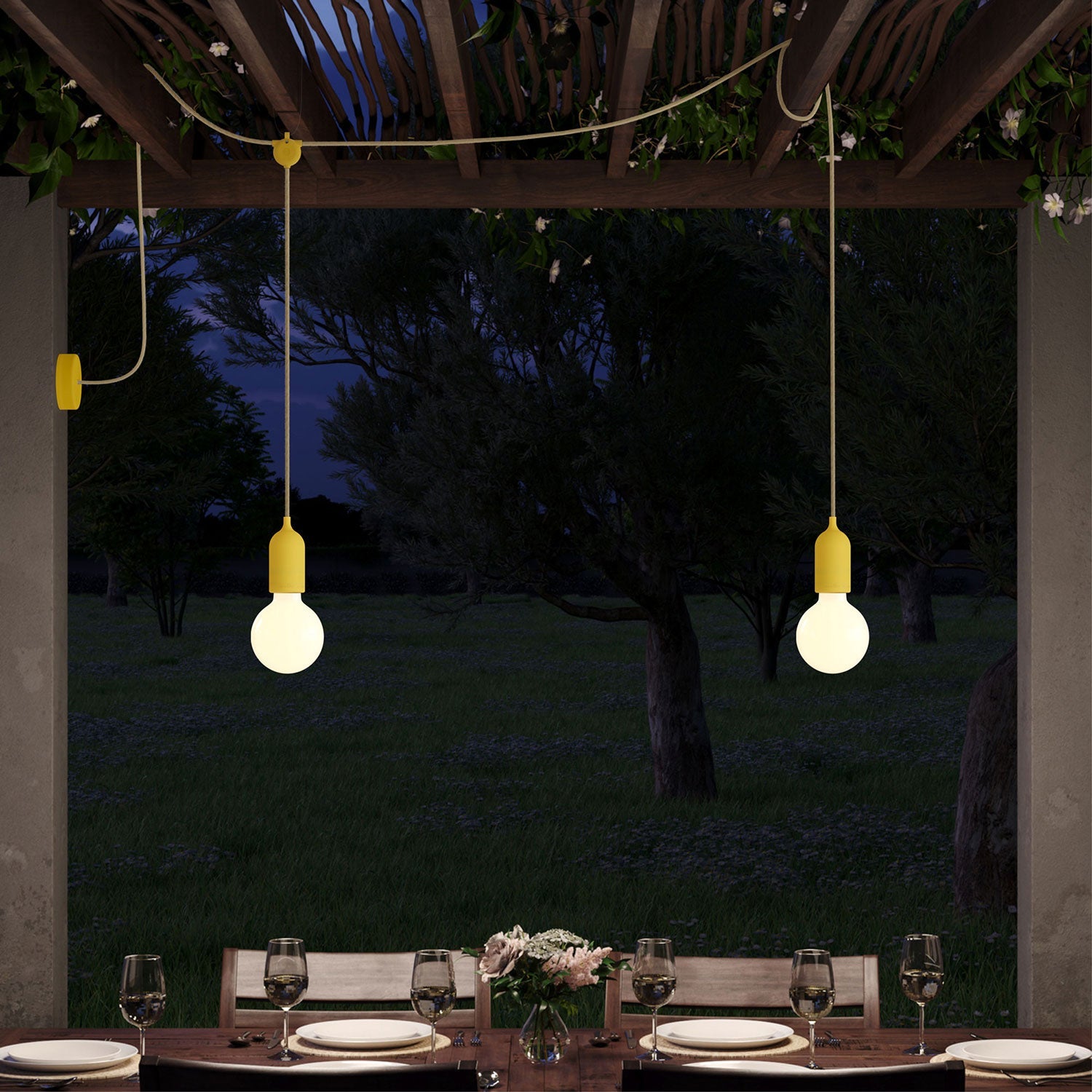 F - Snake Modulair Lampada da esterno IP65 a 2 luci con rosone - Mostarda - Creative Cables