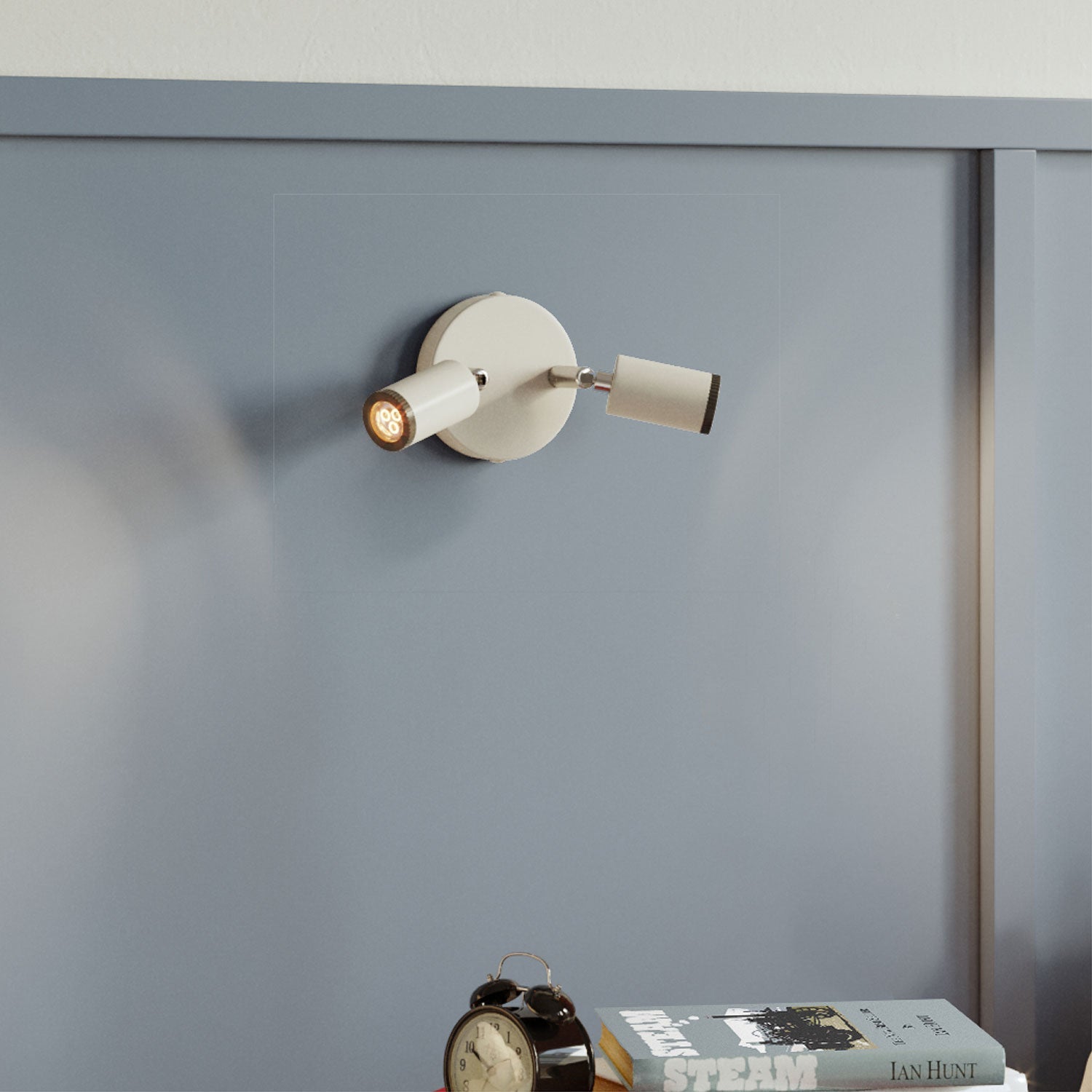 Fermaluce con 2 faretti orientabili Mini Spotlight GU1d0 - Bianco opaco