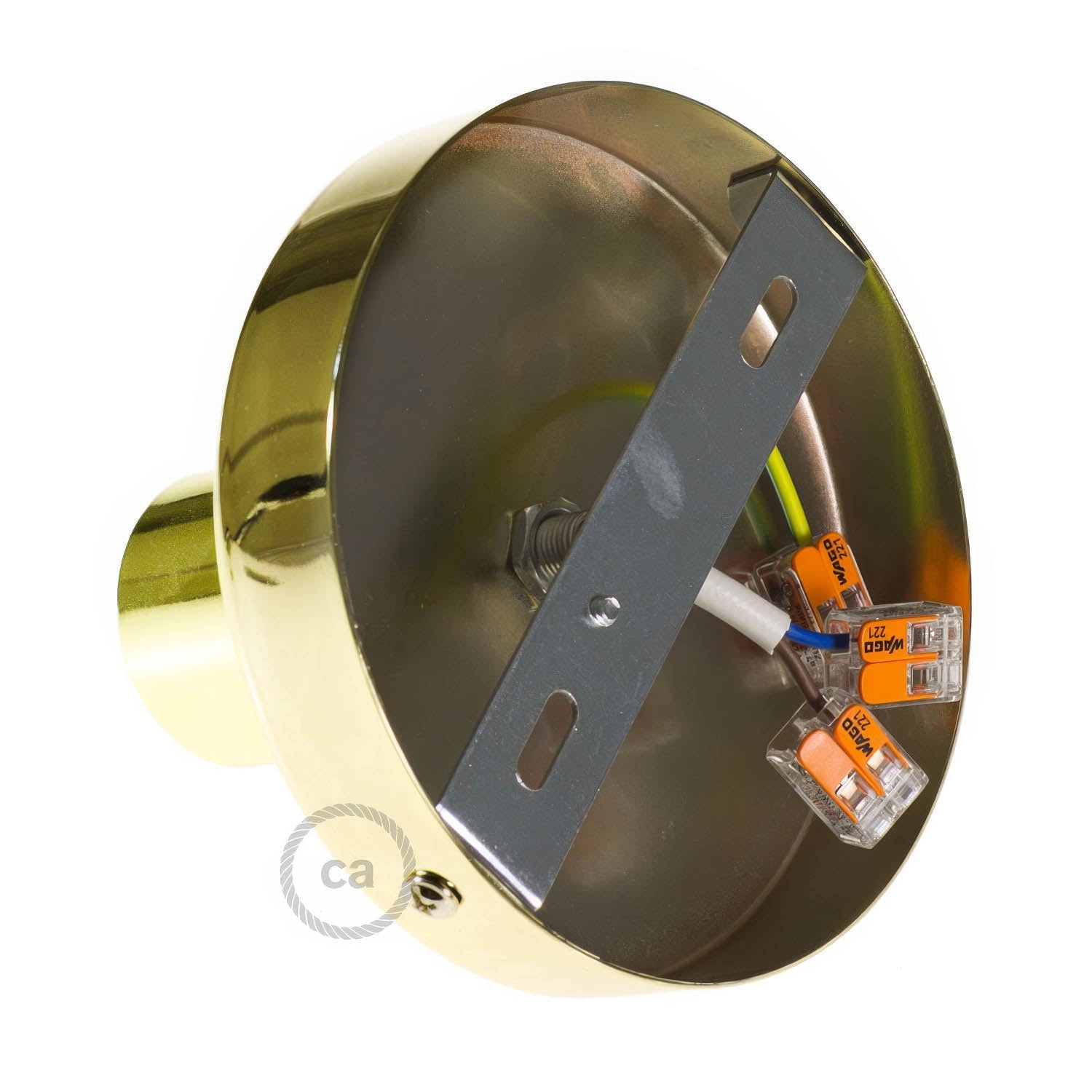 Fermaluce Metal, il punto luce in metallo a parete o soffitto - Ottone