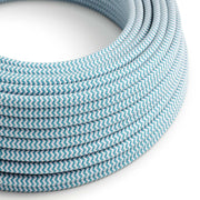 Filo elettrico colorato lucido Blu Ciano e Bianco Ottico ZigZag - L'Originale Creative Cables, ottimo per le tue lampade - RZ11