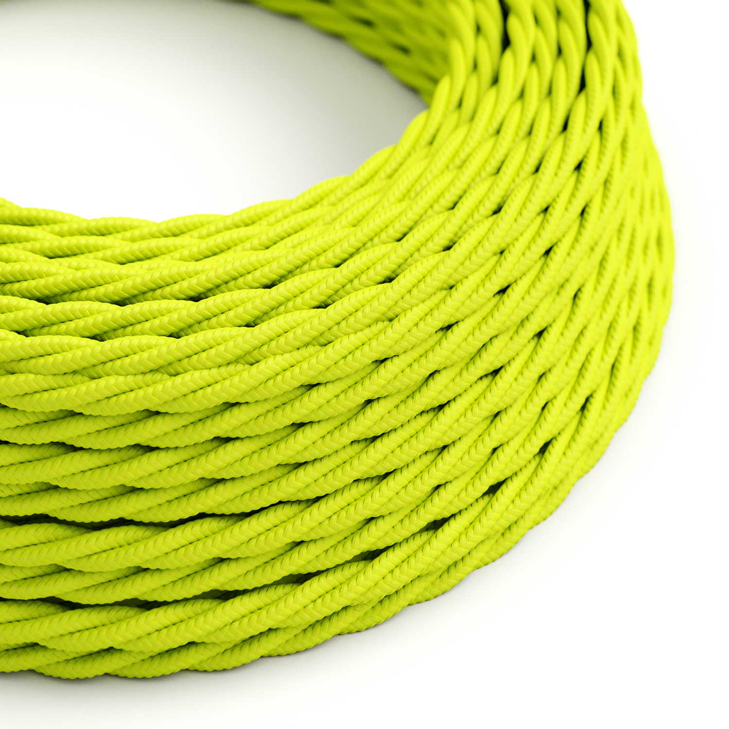 Filo elettrico tessile trecciato color Giallo Fluo - L'Originale Creative Cables, la scelta migliore per lampade moderne - TF10