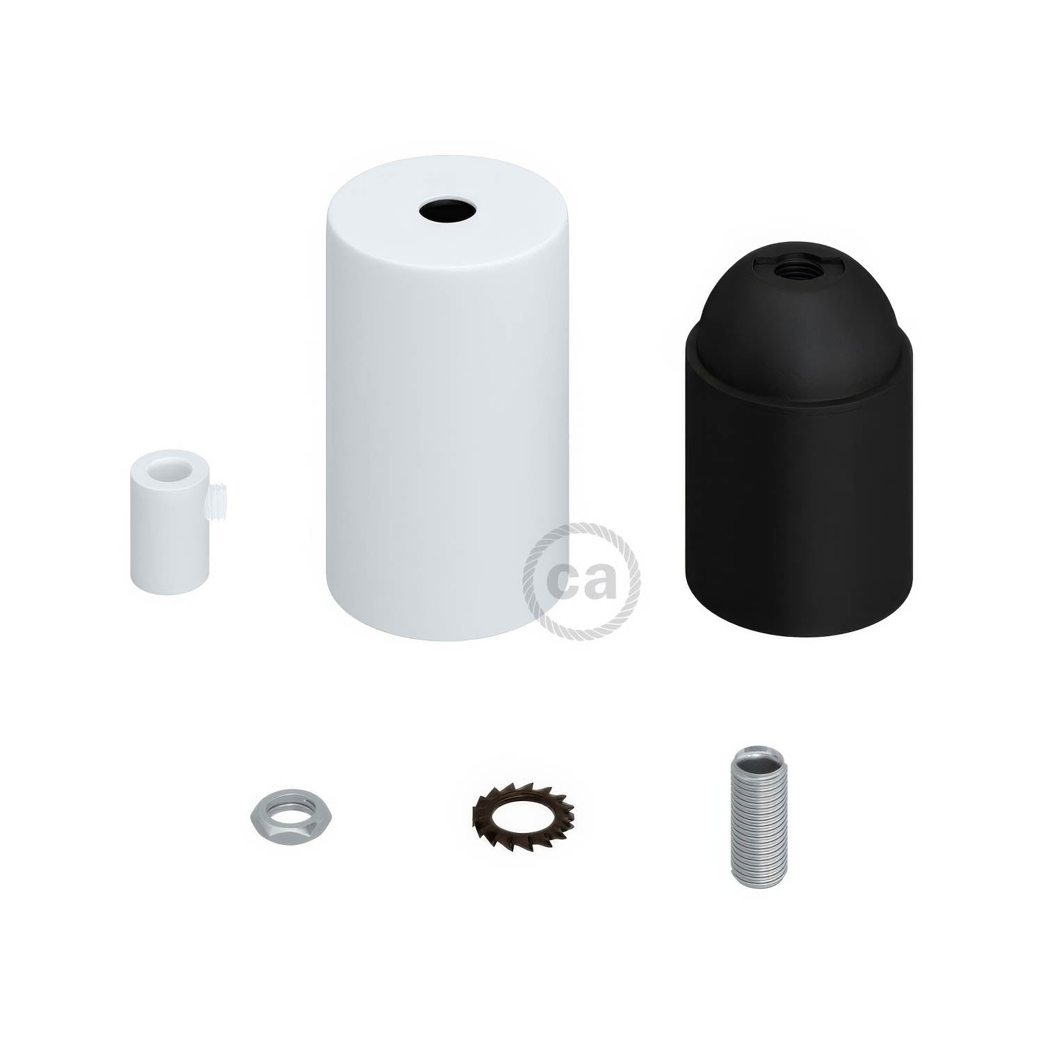 Flat Top Metal UL E26 light bulb socket kit - Matt white Bianco opaco Cilindrico