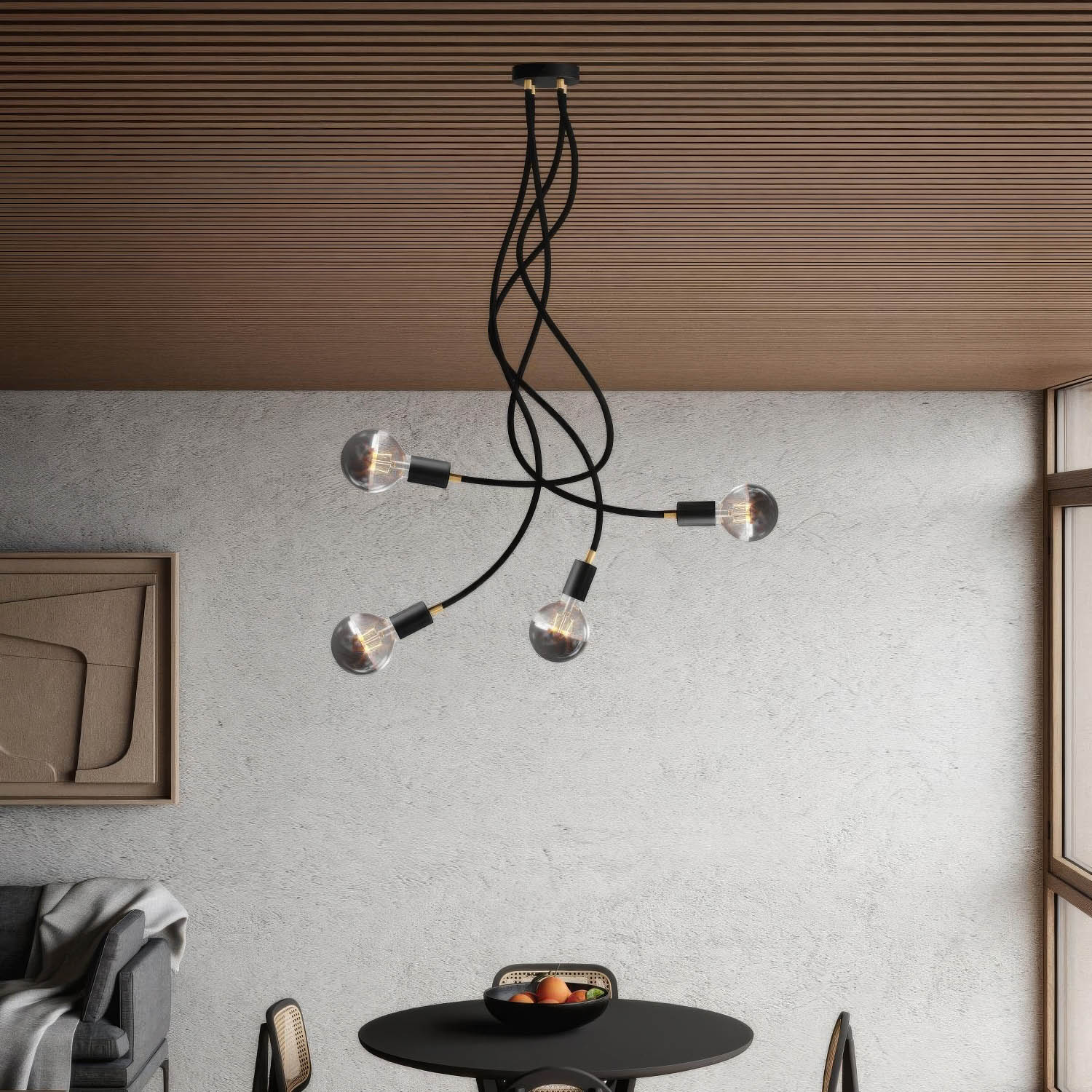 Flex 90 lampada da soffitto snodabile a luce diffusa con lampadina LED G95 - Nero