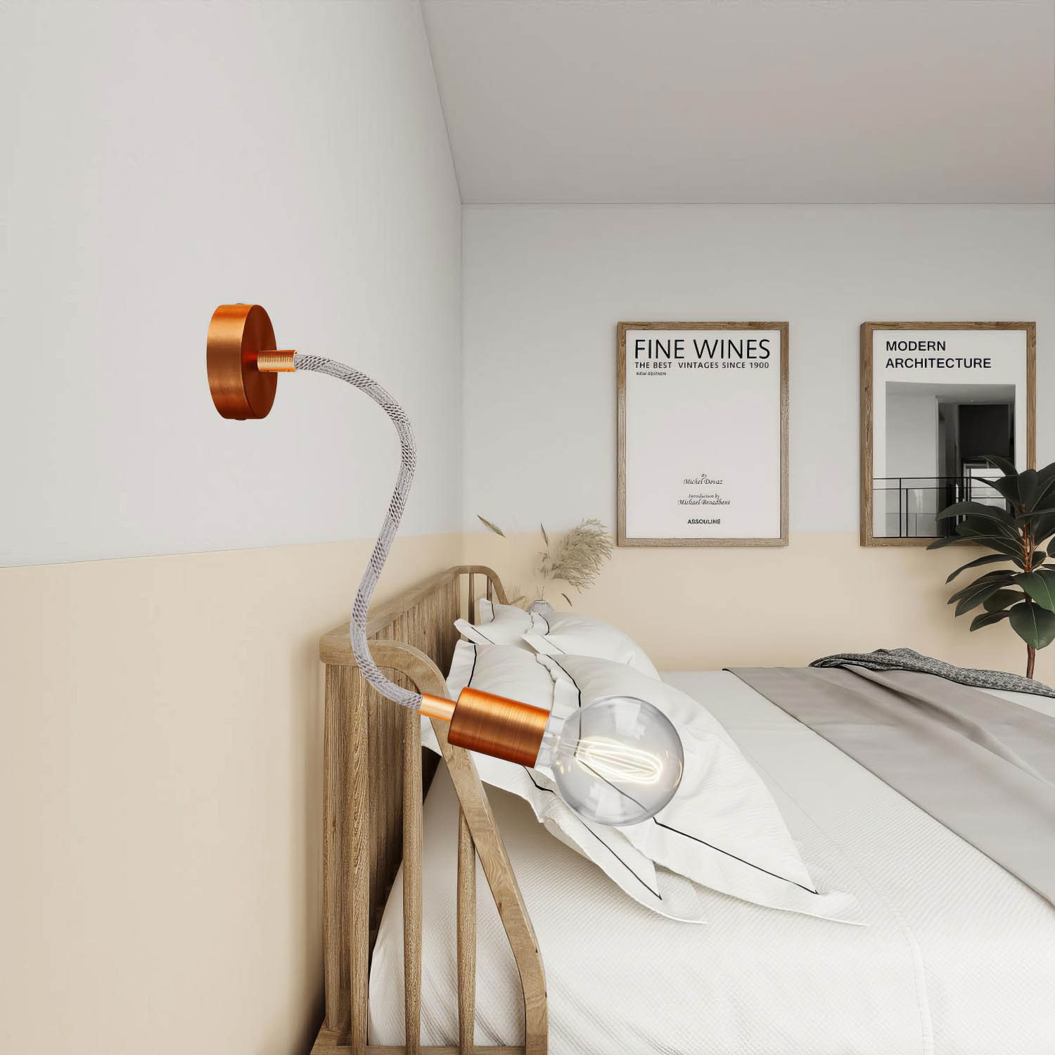 Kit Creative Flex tubo flessibile di estensione rivestito in tessuto RM72 Mèlange chiaro con terminali metallici Rame satinato 30 cm