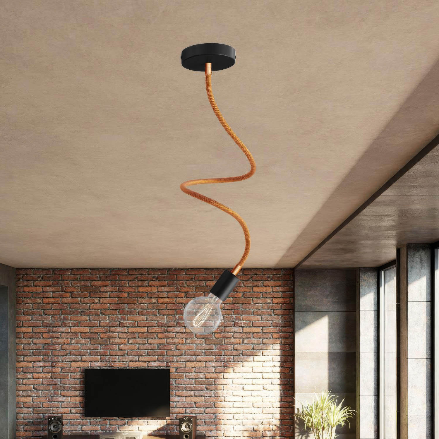 Kit Creative Flex tubo flessibile di estensione rivestito in tessuto RM74 Rame con terminali metallici Rame satinato 90 cm