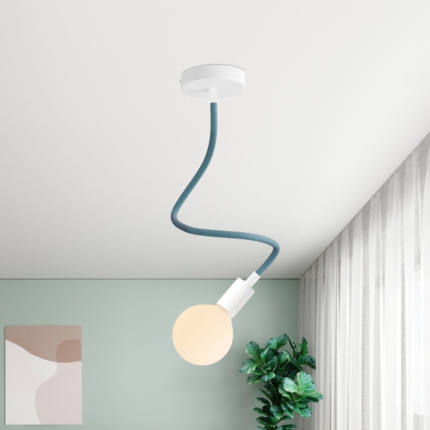 Kit Creative Flex tubo flessibile rivestito in tessuto RM78 Petrolio con terminali metallici - Creative Cables