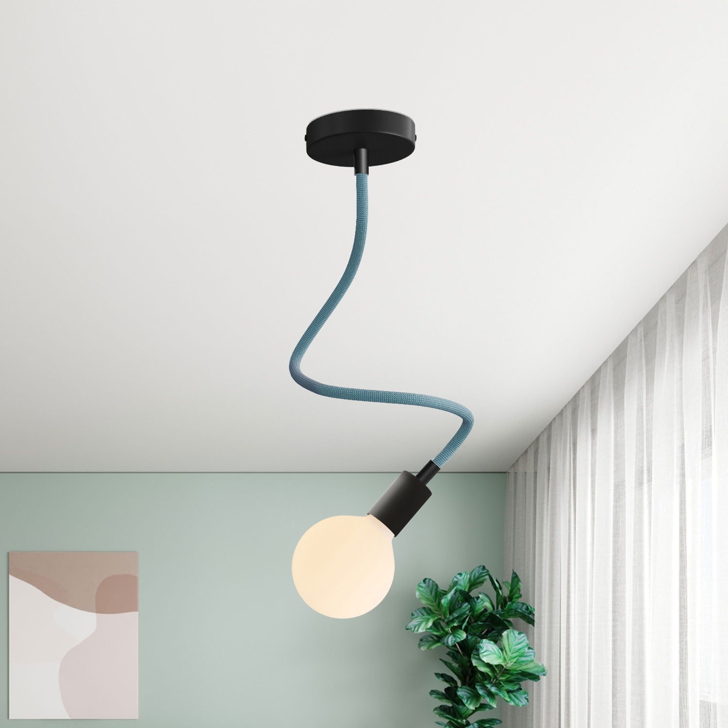 Kit Creative Flex tubo flessibile rivestito in tessuto RM78 Petrolio con terminali metallici - Creative Cables