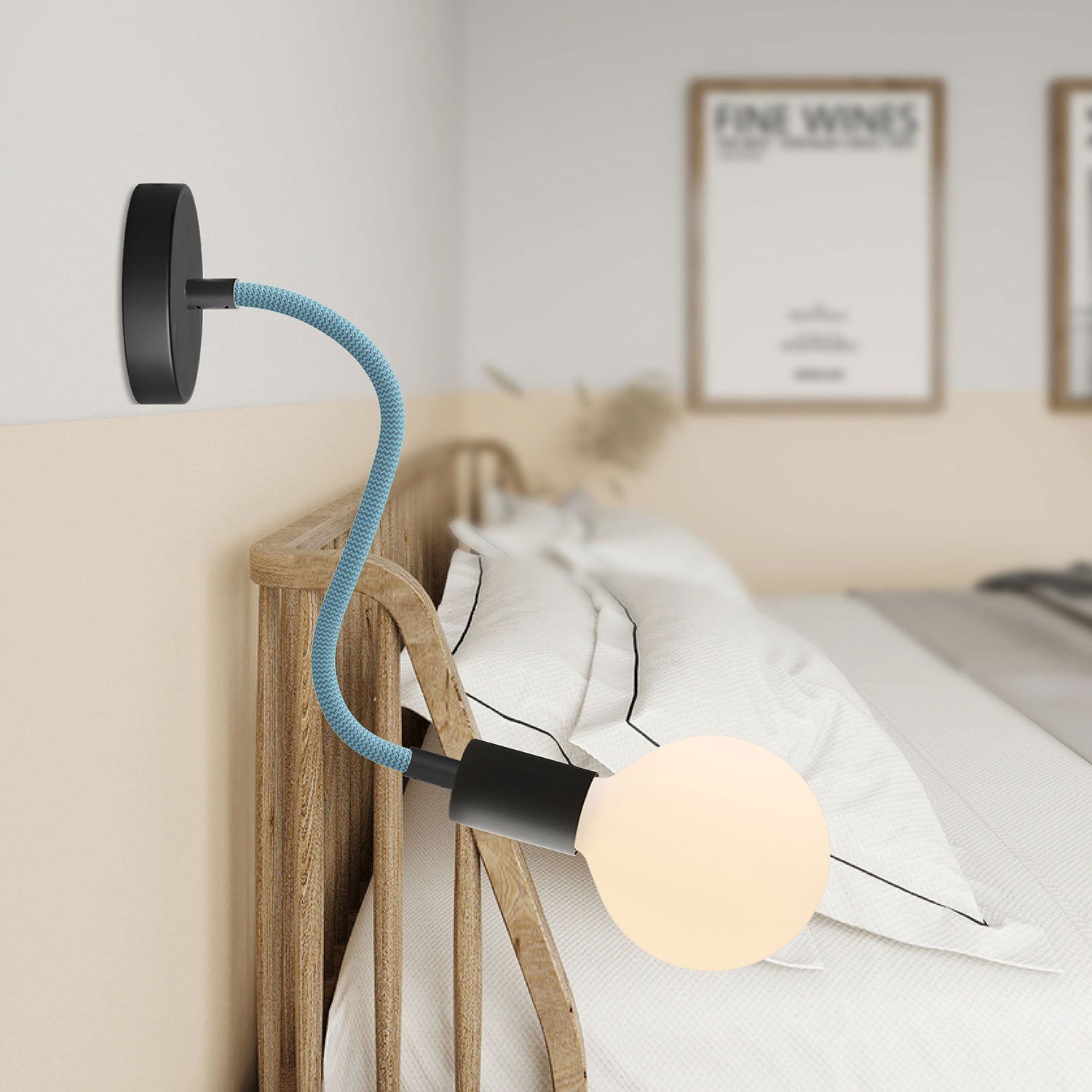 Kit Creative Flex tubo flessibile rivestito in tessuto RM78 Petrolio con terminali metallici - Creative Cables