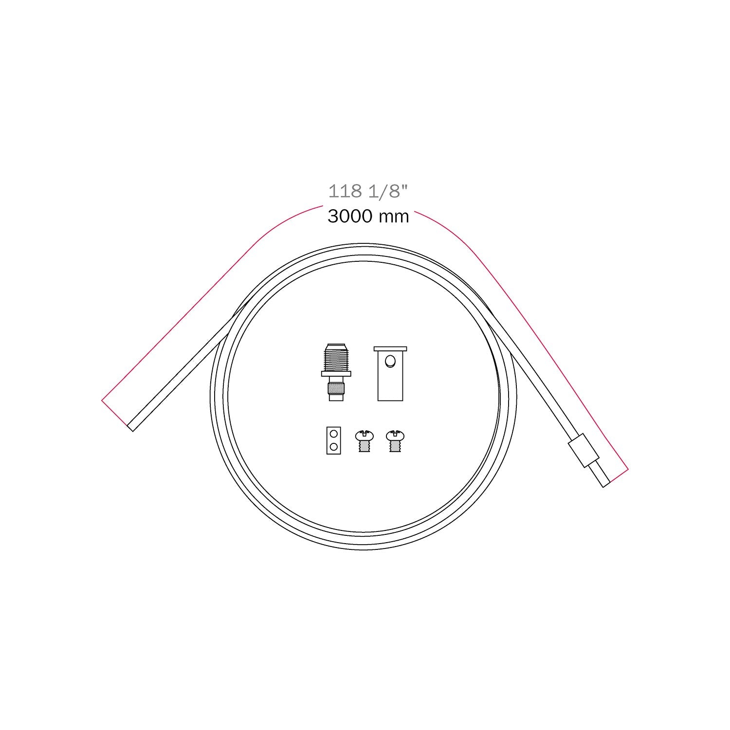 Kit di sospensione indipendente: Tenditore a soffitto, cavo in acciaio 3m e blocco cavi