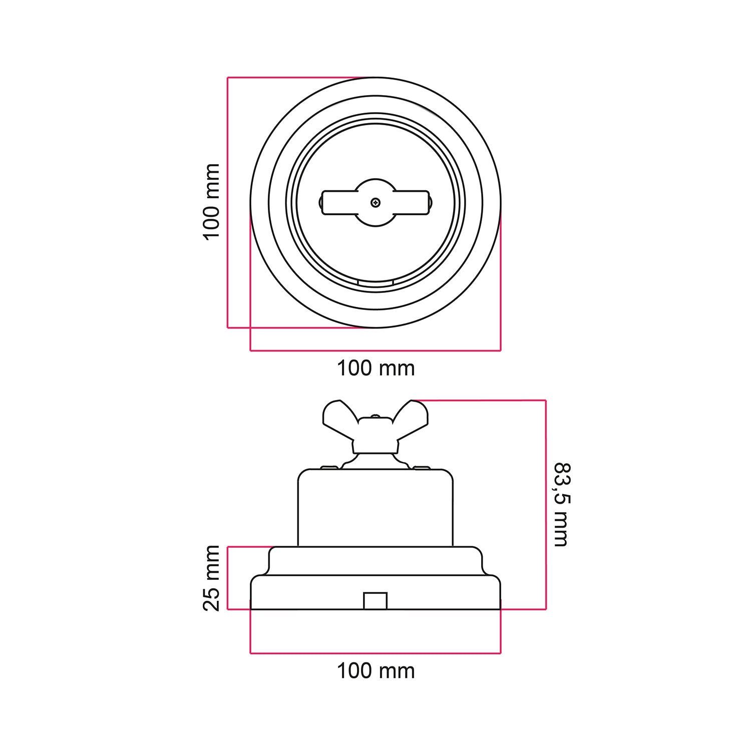 Kit interruttore/deviatore con dado a farfalla e base in porcellana bianca Bianco