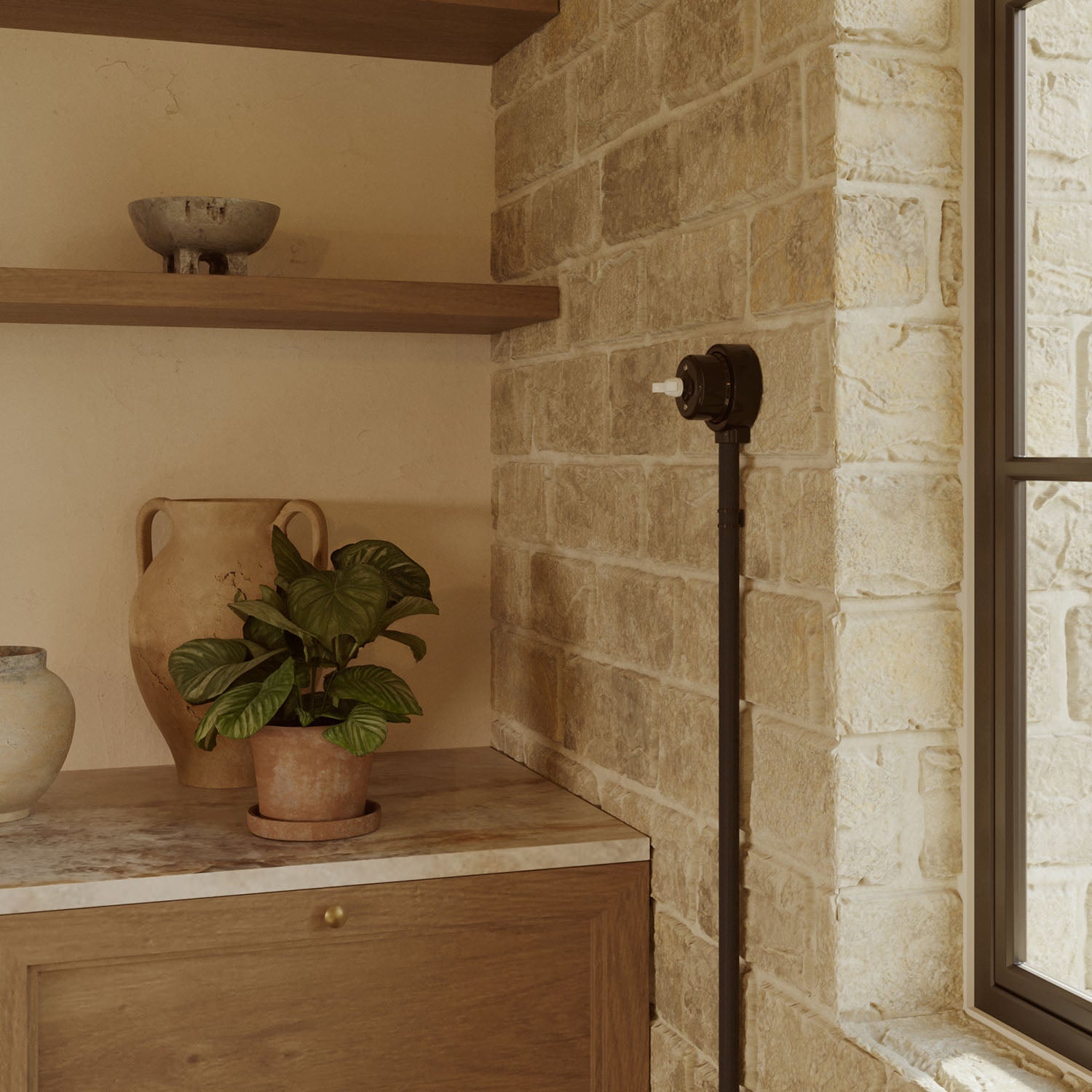 Kit interruttore/deviatore con dado a farfalla e base per Creative-Tubes in porcellana nera Bianco 1