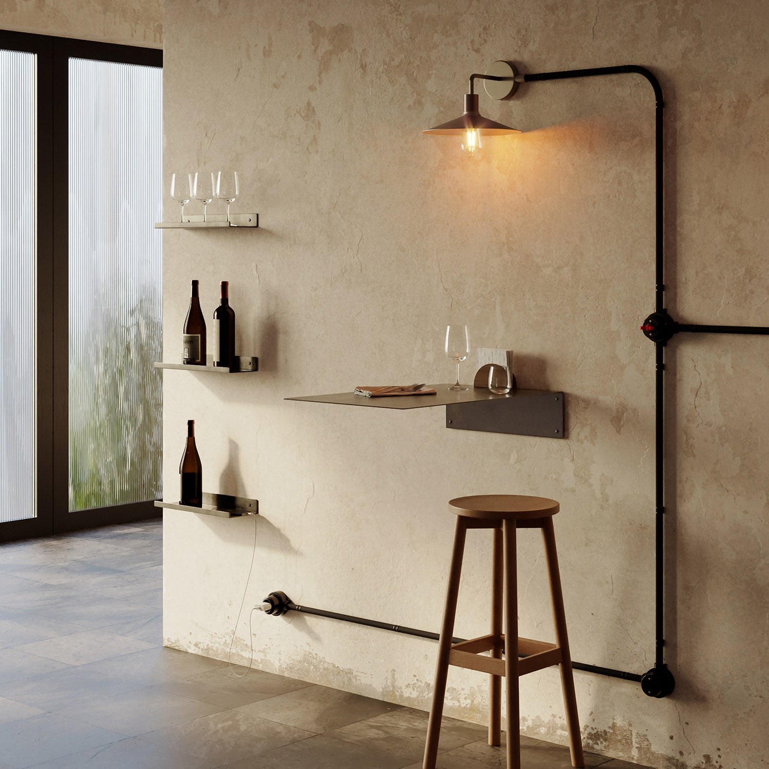 Kit interruttore/deviatore con dado a farfalla e base per Creative-Tubes in porcellana nera Nero 3