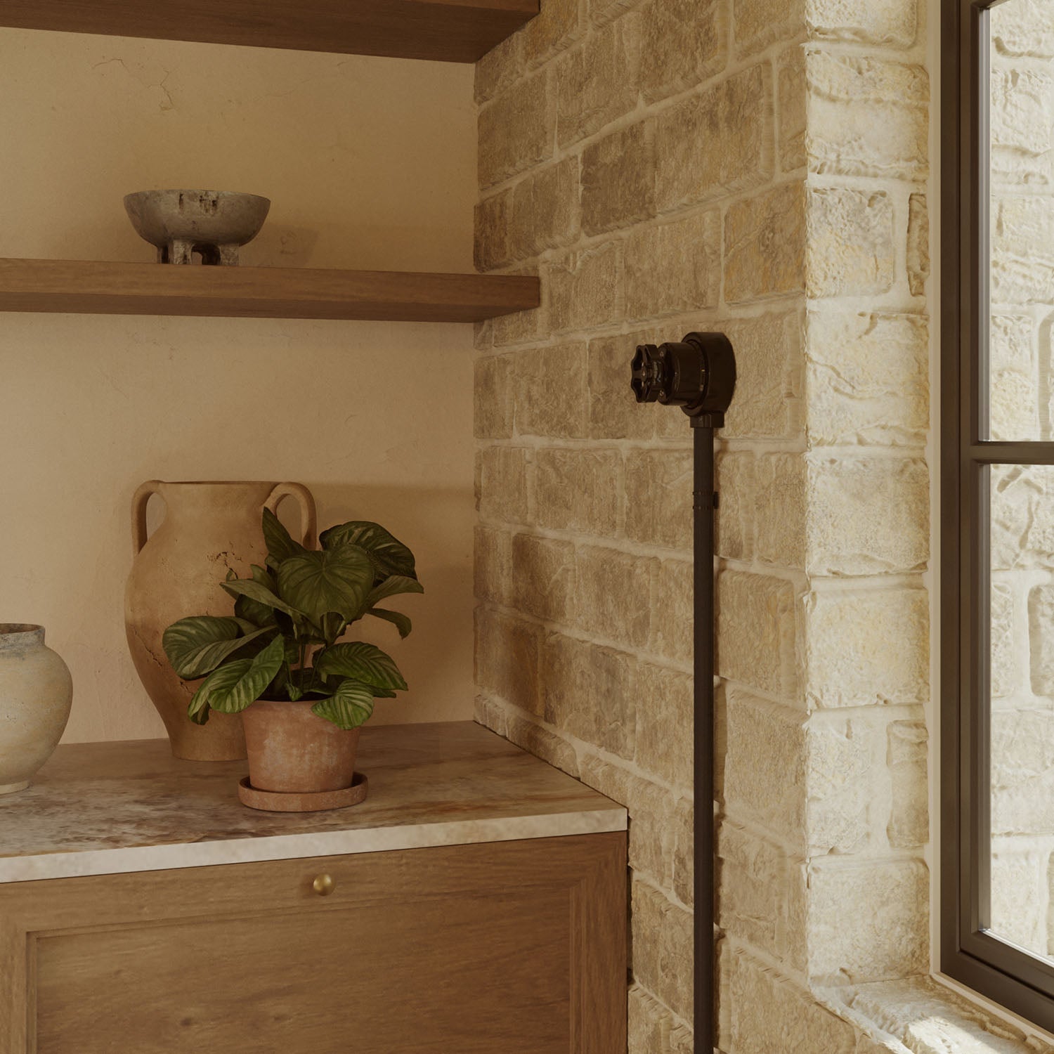 Kit interruttore/deviatore con manopola e base per Creative-Tubes in porcellana nera Nero 1