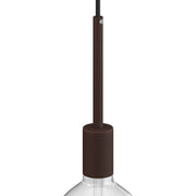 Kit portalampada E27 cilindrico in metallo con serracavo da 15 cm - Ruggine scura verniciata