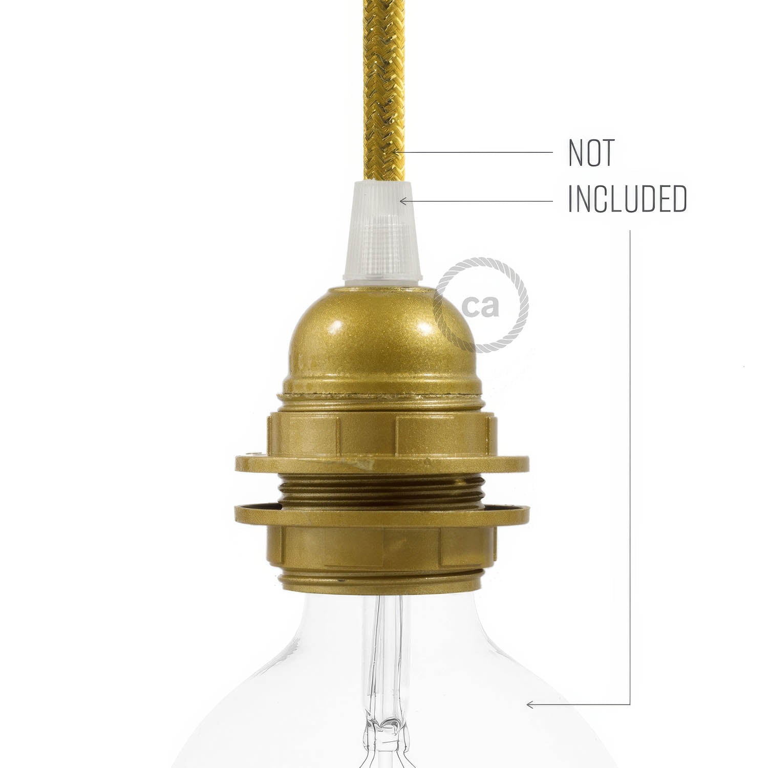 Kit portalampada E27 in bakelite con doppia ghiera per paralume - Oro