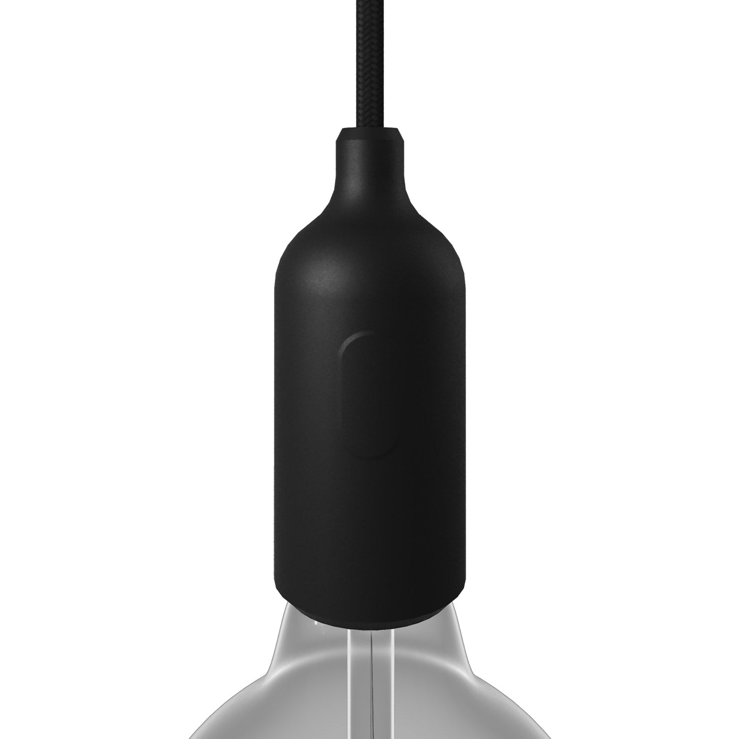 Kit portalampada E27 in silicone con interruttore e serracavo nascosti - Nero