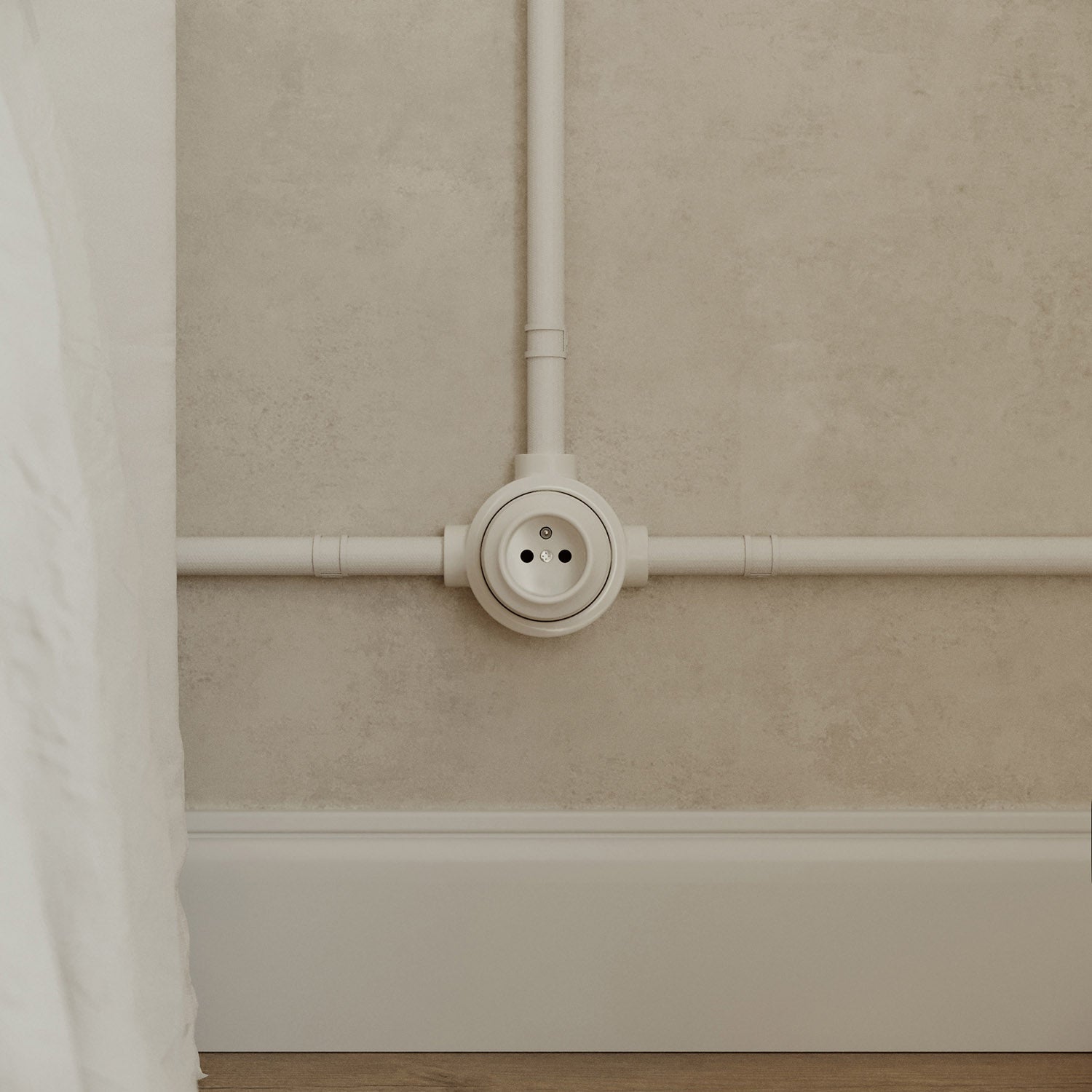 Kit presa a muro di tipo francese e base per Creative-Tubes in porcellana - Bianco 3