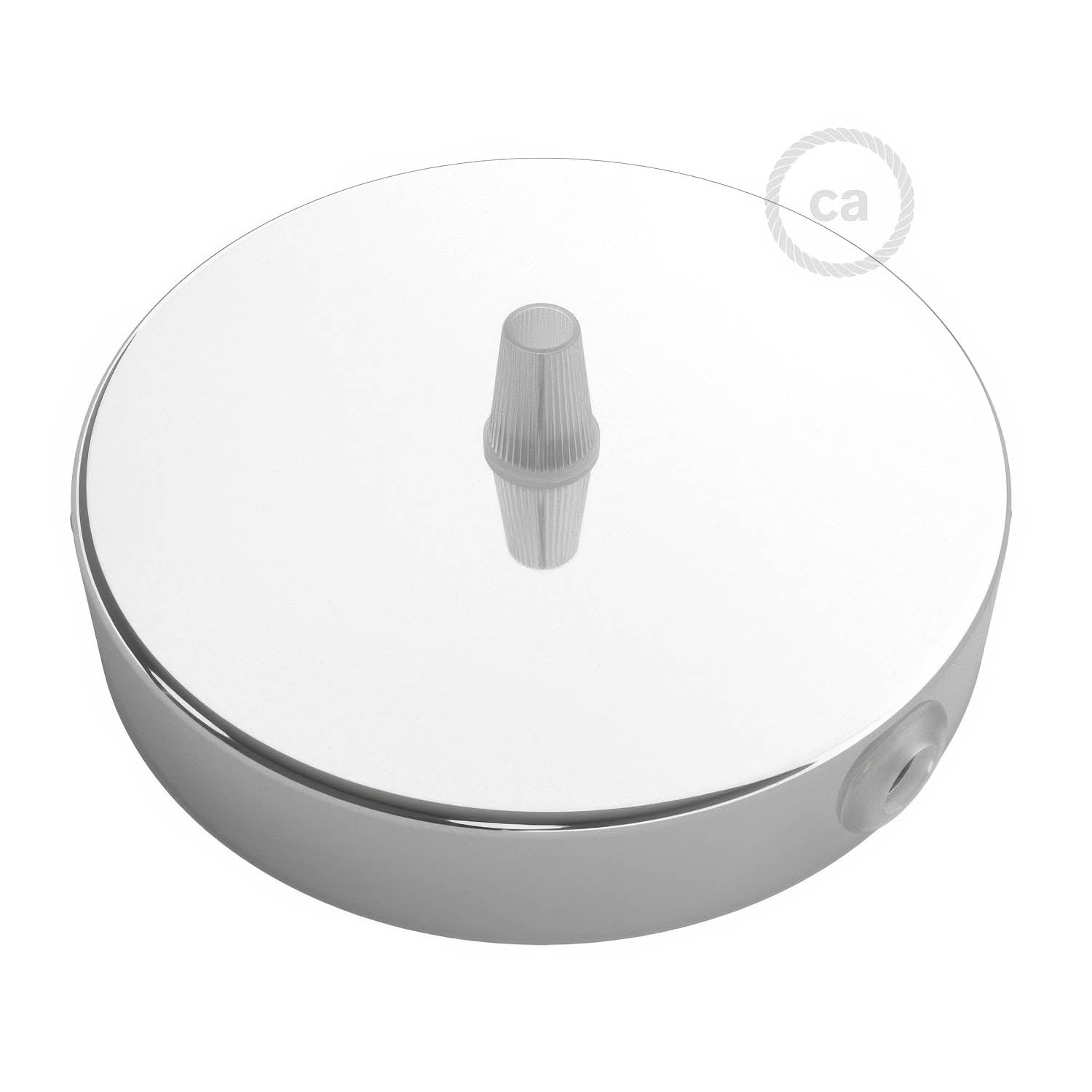 Kit rosone cilindrico in metallo a 1 foro centrale e 2 fori laterali - Cromo Conico