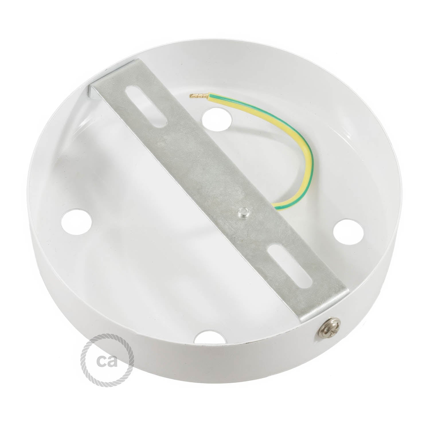 Kit rosone cilindrico in metallo a 4 fori - Bianco lucido - Creative Cables