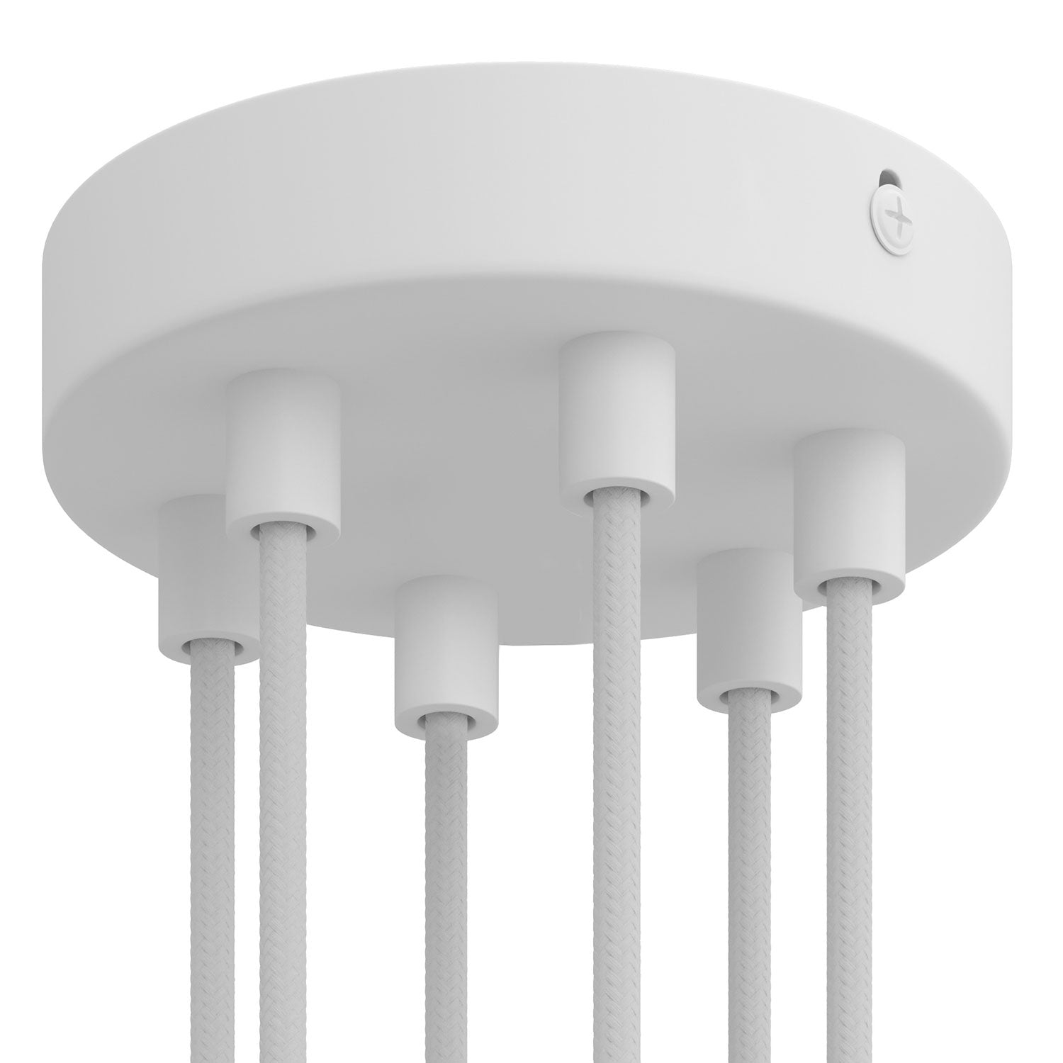 Kit rosone cilindrico in metallo a 6 fori - Bianco opaco Cilindrico