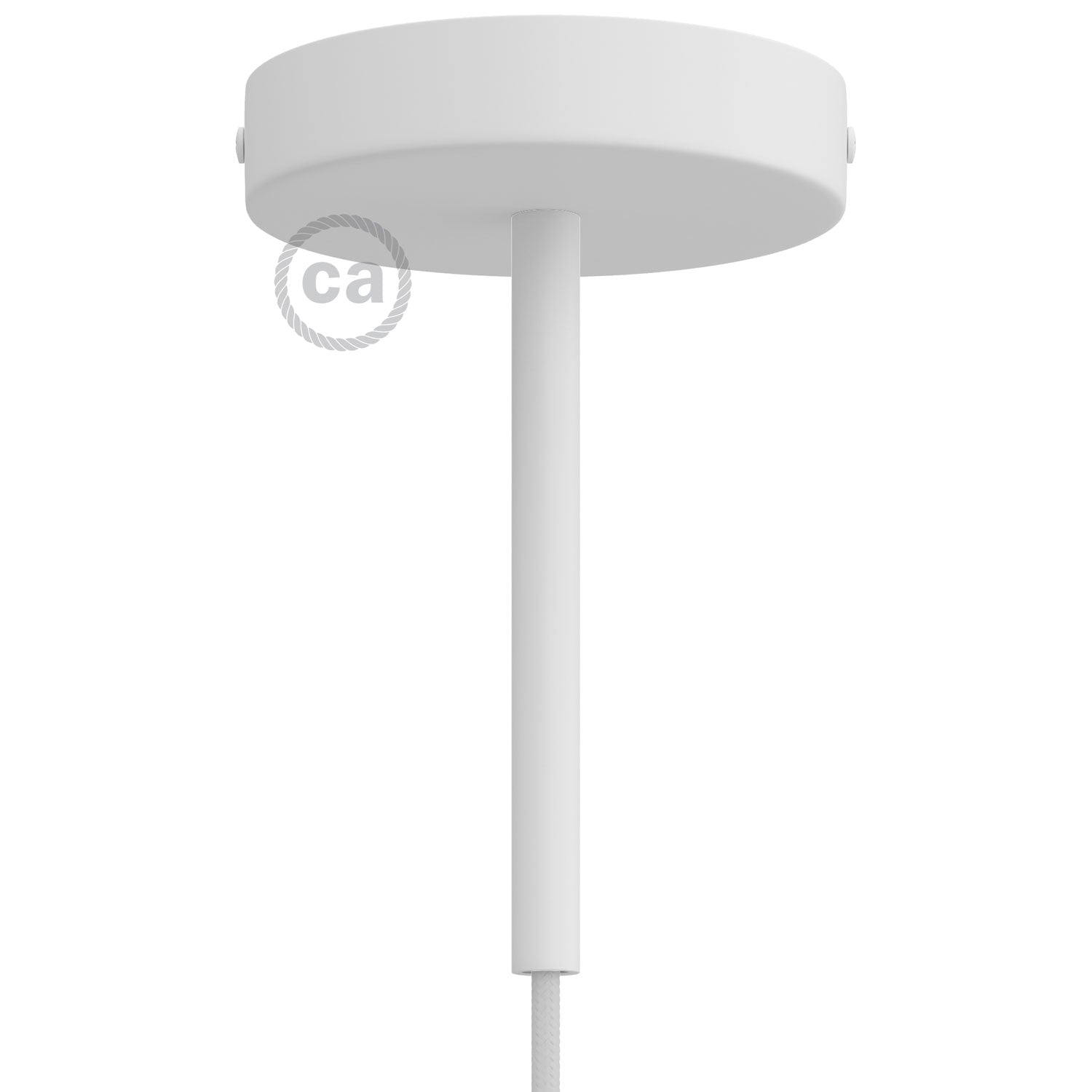 Kit rosone cilindrico in metallo con serracavo da 15 cm - Bianco opaco