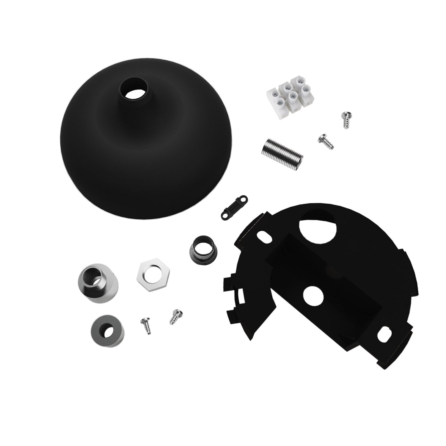 Kit rosone in silicone con foro centrale e predisposizione per foro laterale - Nero - Creative Cables