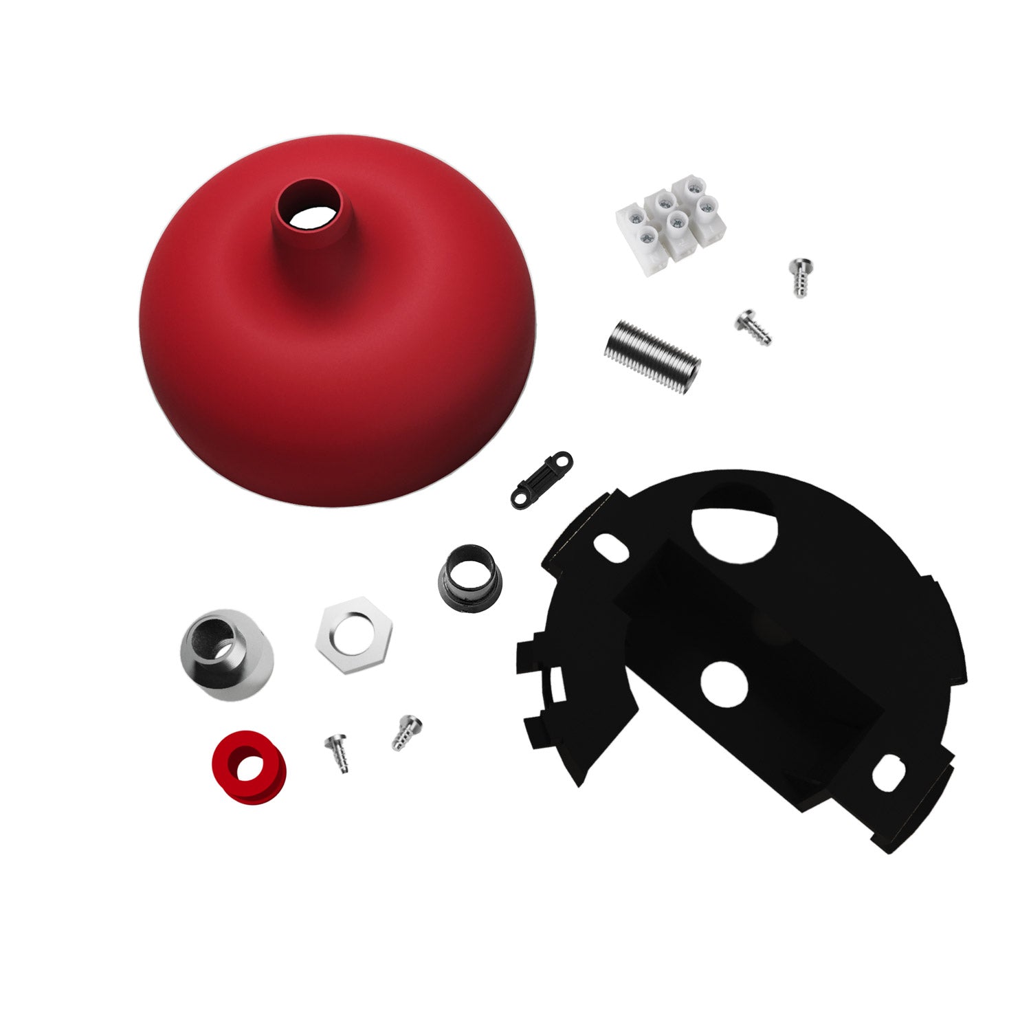 Kit rosone in silicone con foro centrale e predisposizione per foro laterale - Rosso - Creative Cables