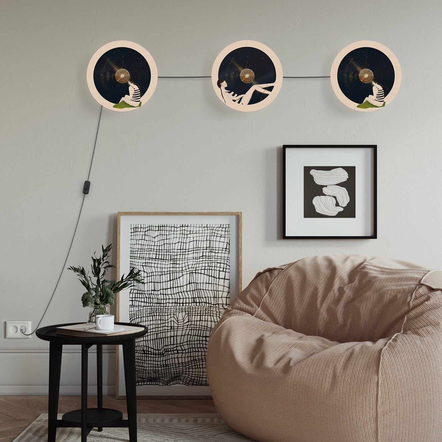 Kit Spostaluce con portalampada E27 per paralume - Nero - Creative Cables