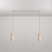 Lampada a 2 cadute con paralumi in legno per faretto Tub-E27