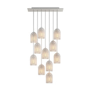 Lampada a sospensione a 11 cadute con XXL Rose-One rettangolare 675 mm con paralume in metallo Ghostbell - Bianco opaco