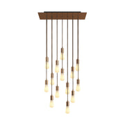 Lampada a sospensione a 14 cadute con XXL Rose-One rettangolare 675 mm con finiture in metallo - Rame satinato