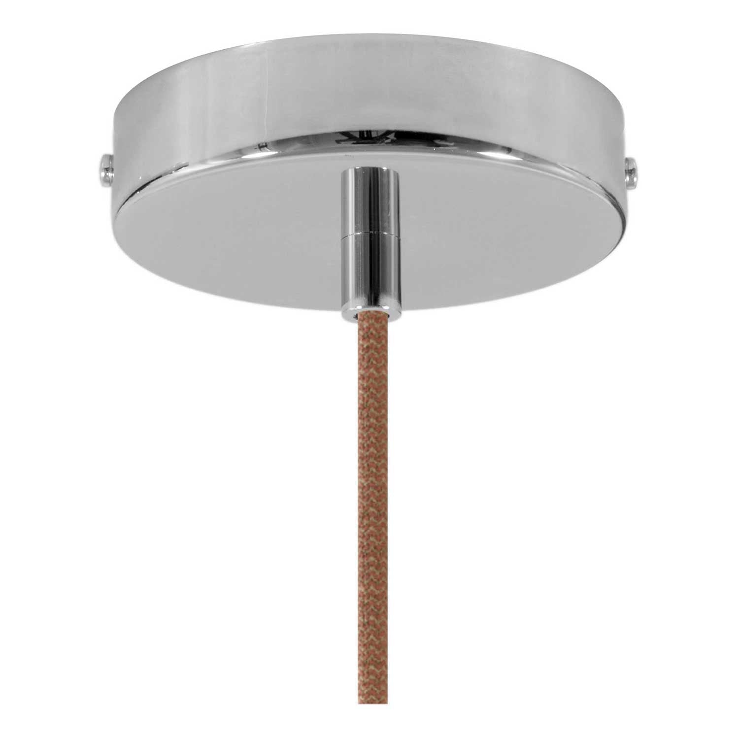 Lampada a sospensione completa di cavo tessile, paralume Coppa in ceramica e finiture in metallo - Terracotta striato