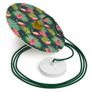 Lampada a sospensione completa di cavo tessile, paralume in legno UFO double-face e finiture in metallo - Annachiara Zaminato