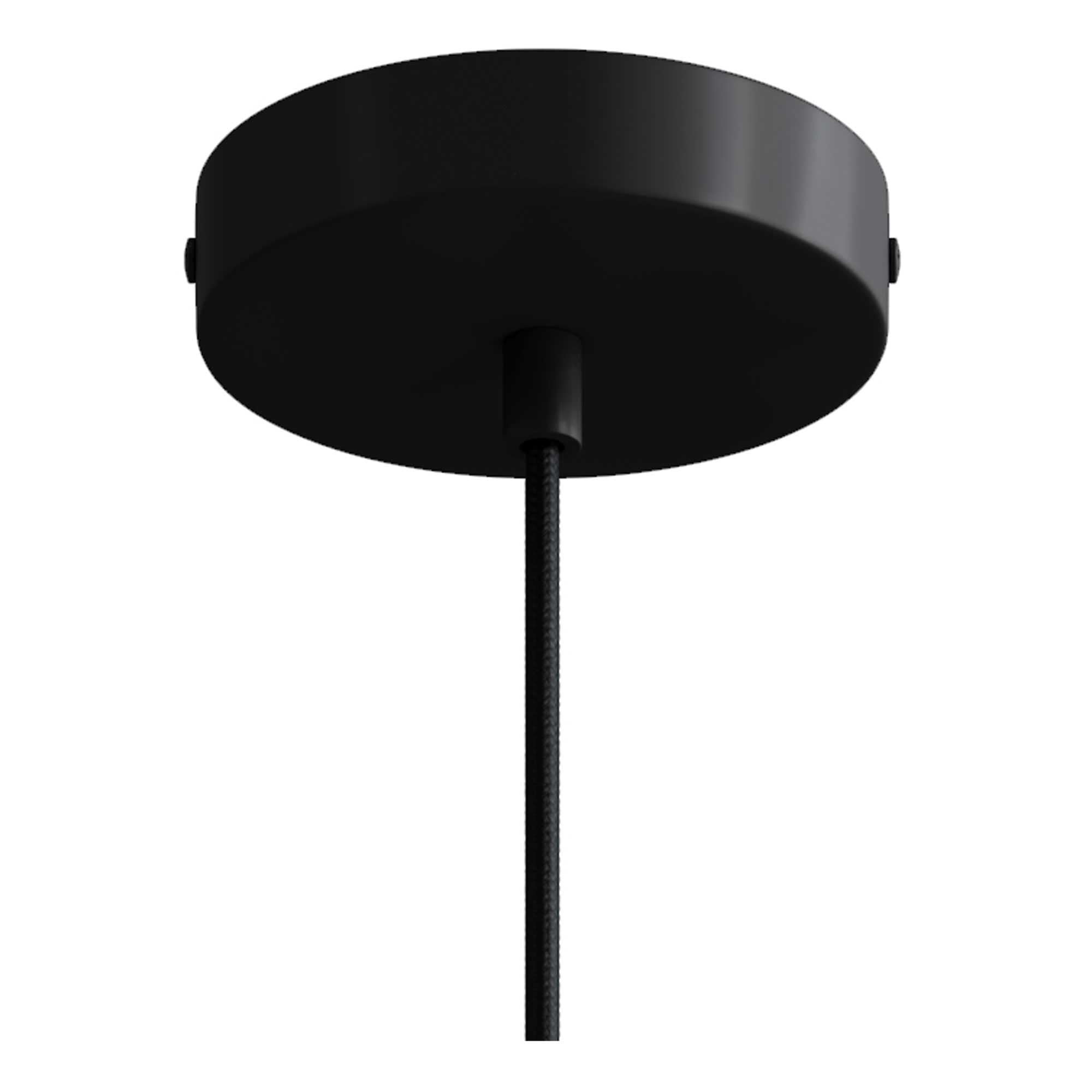Lampada a sospensione completa di cavo tessile, portalampada E14 P - Light e finiture in metallo - Nero - Creative Cables