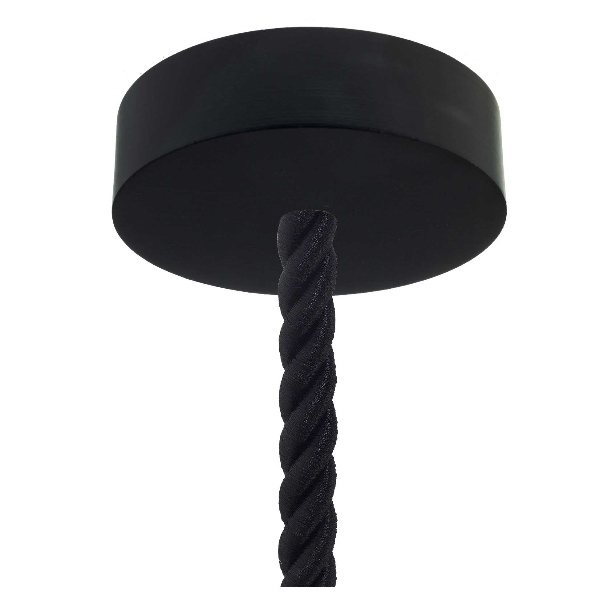 Lampada a sospensione completa di cordone nautico 2XL 24 mm con finiture in legno verniciato - Nero - Creative Cables