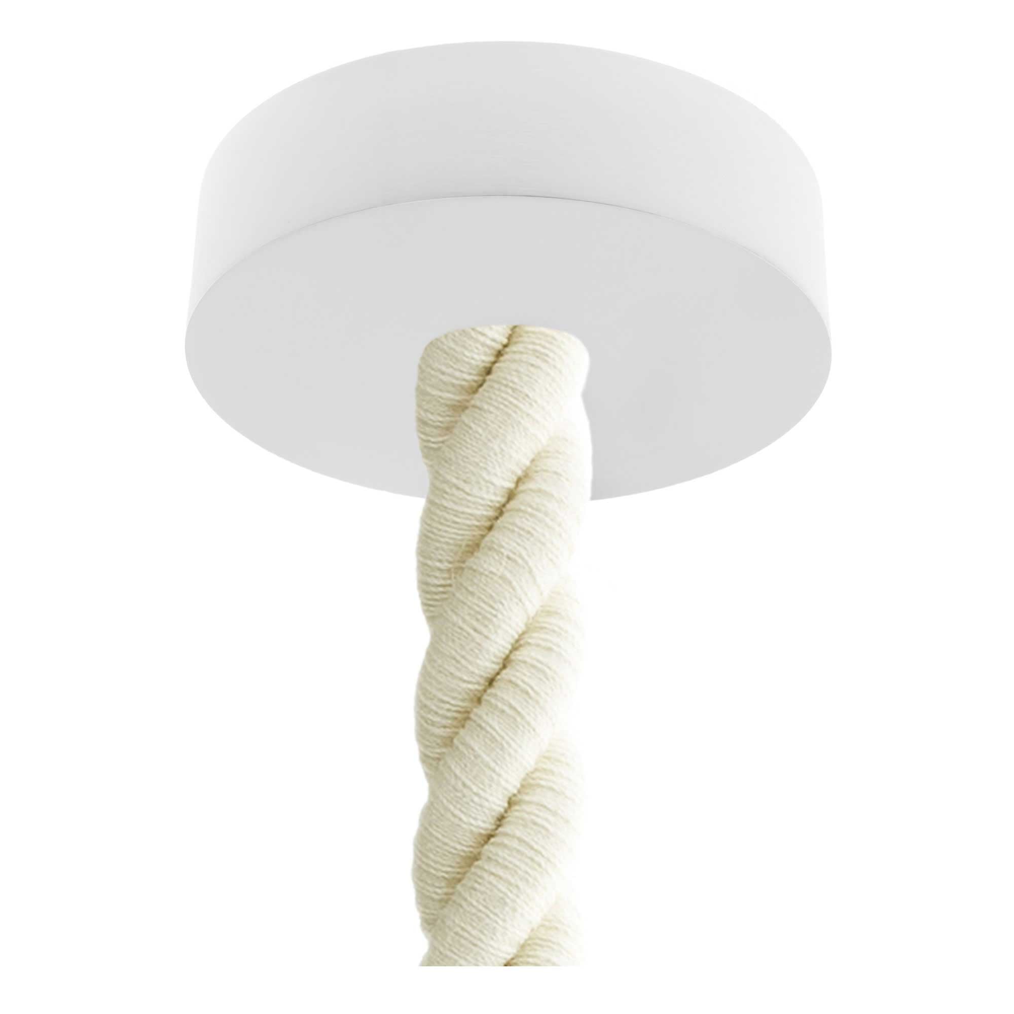 Lampada a sospensione completa di cordone nautico 3XL 30 mm con finiture in legno verniciato - Bianco - Creative Cables