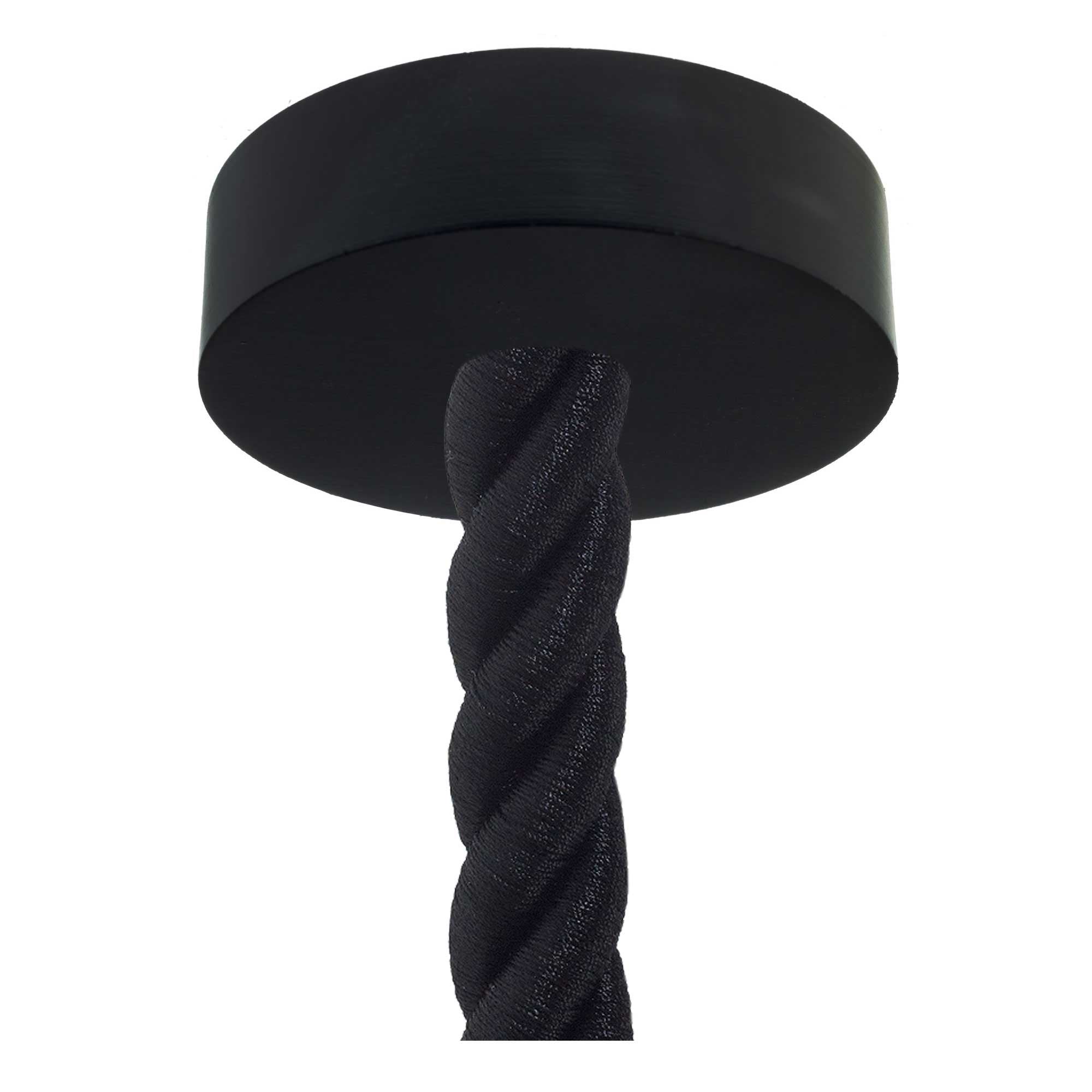 Lampada a sospensione completa di cordone nautico 3XL 30 mm con finiture in legno verniciato - Nero - Creative Cables