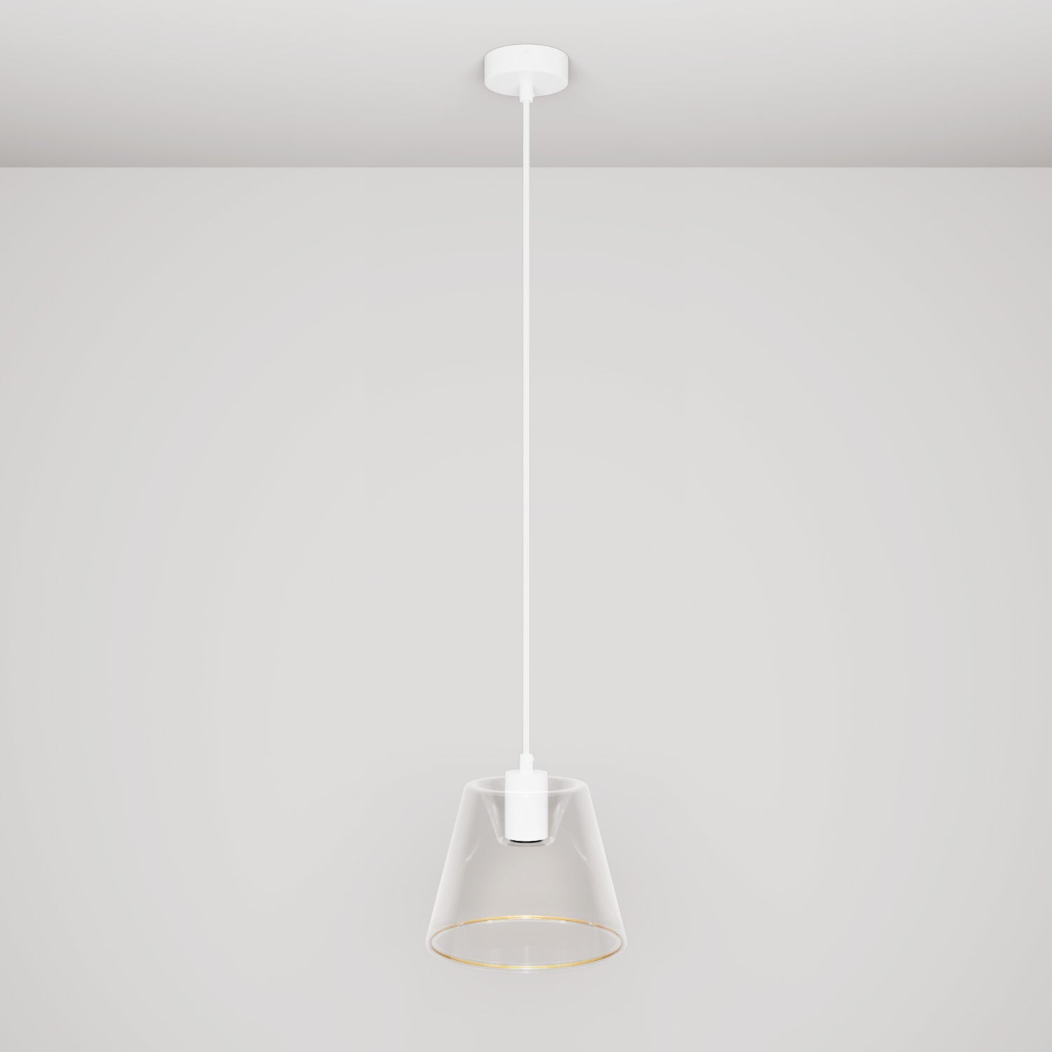 Lampada a sospensione con lampadina Ghost a cono trasparente - Bianco