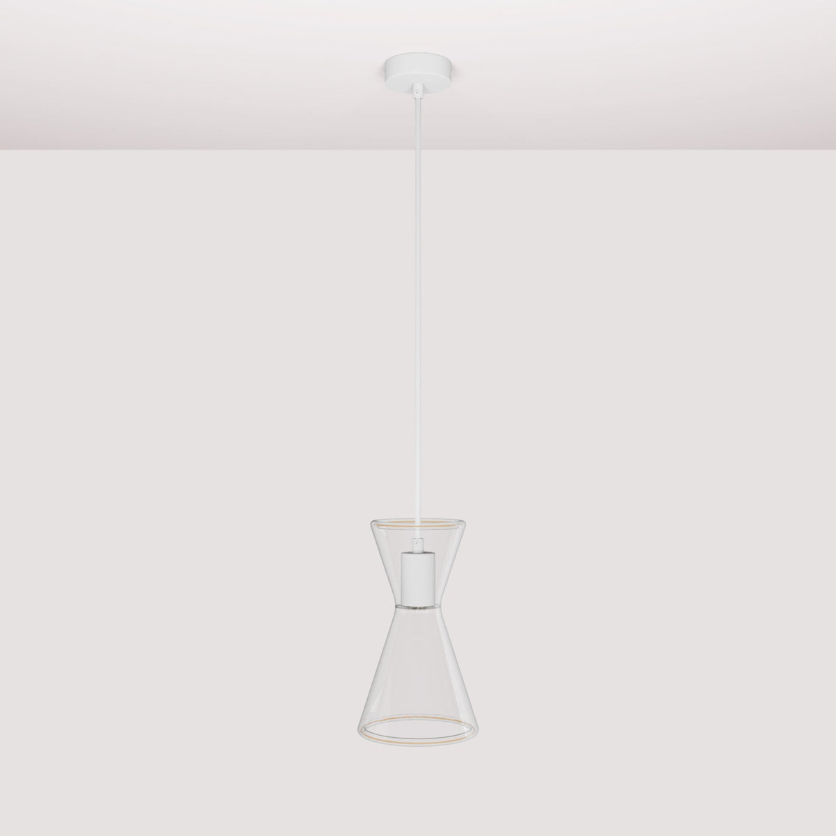 Lampada a sospensione con lampadina Ghost Doppio cono - Bianco opaco