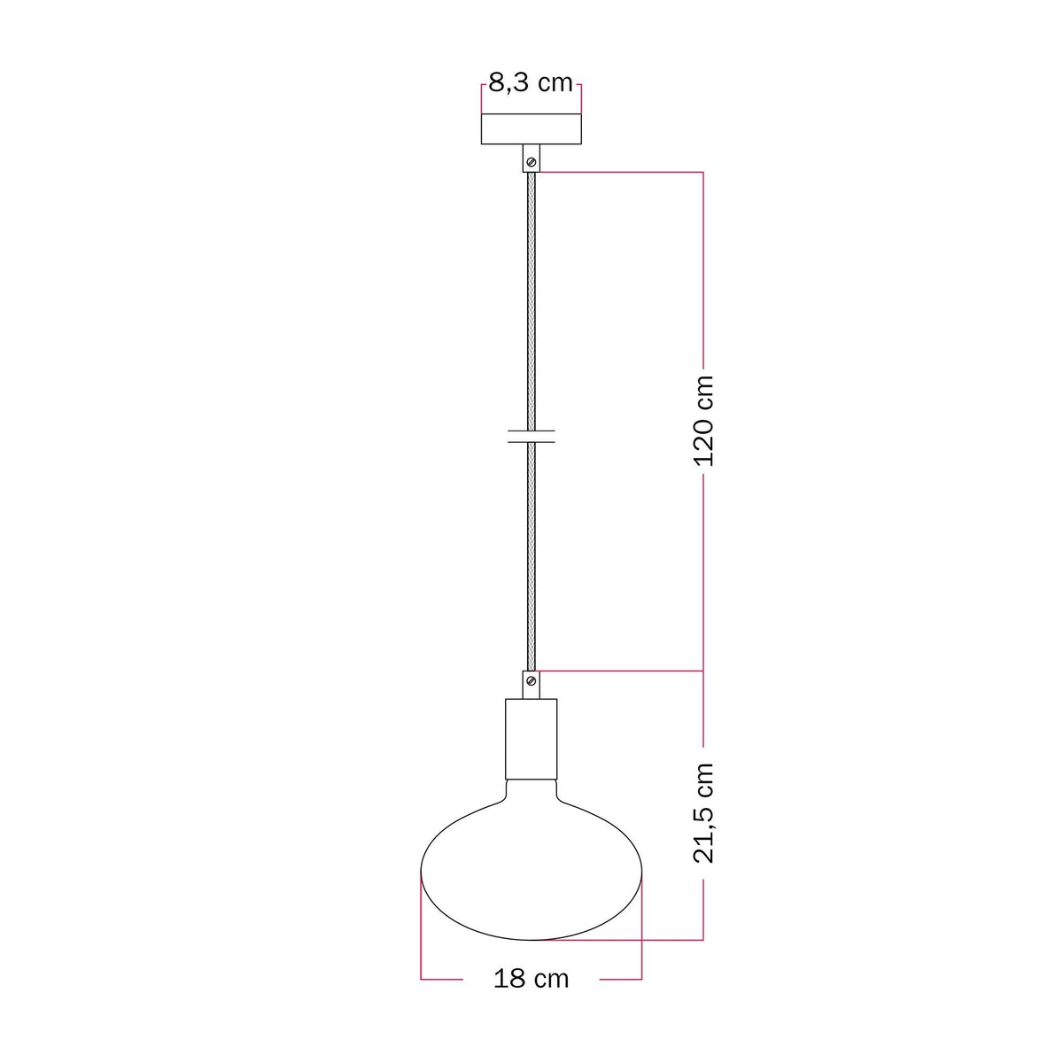 Lampada a sospensione con lampadina LED Ellipse effetto porcellana - Nero Opaco