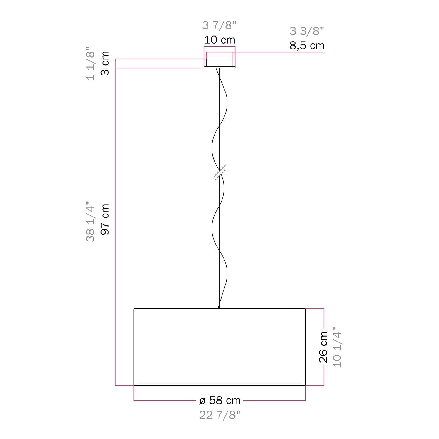 Lampada a sospensione con paralume in tessuto Cilindro Large - Made in Italy - Lana Marrone Si