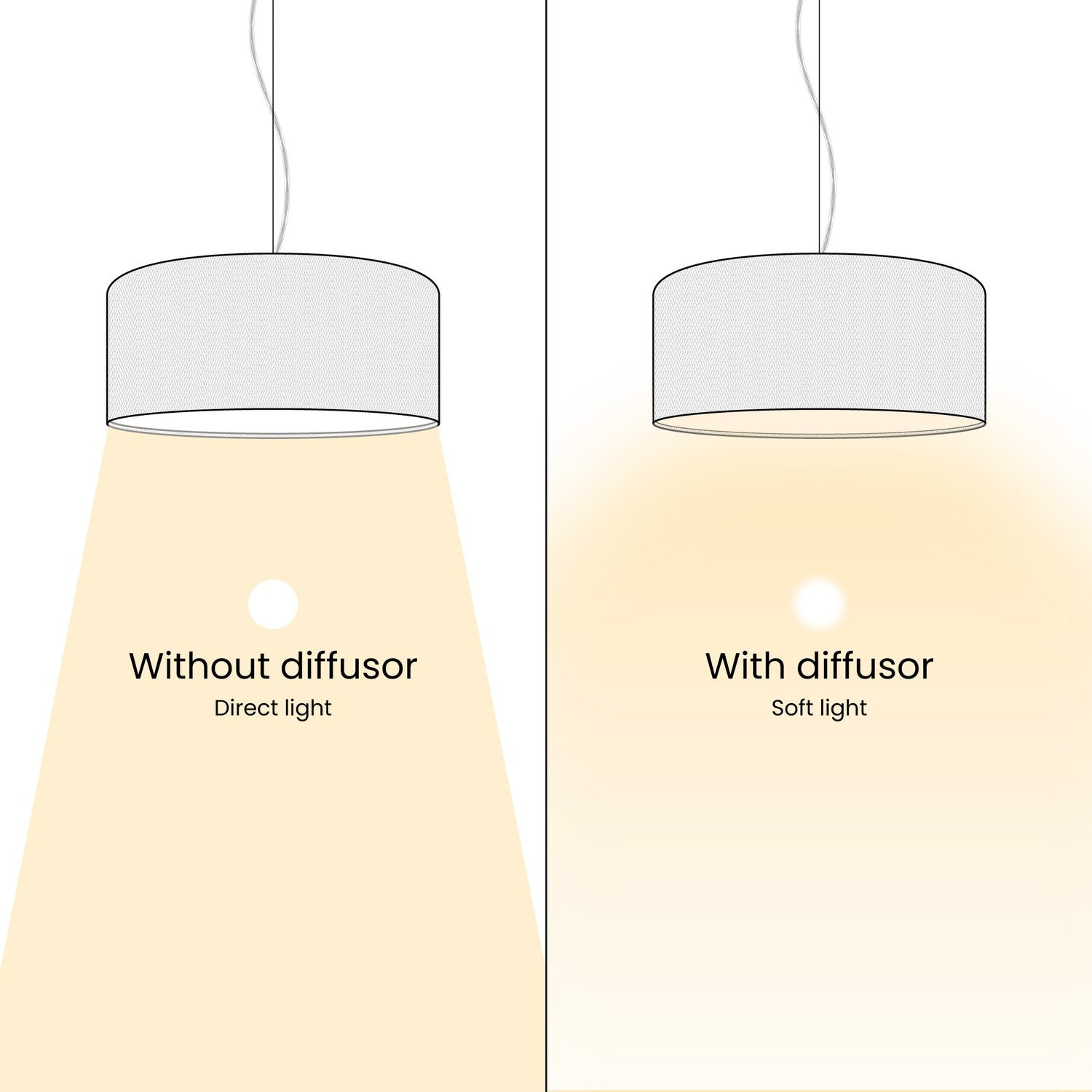 Lampada a sospensione con paralume in tessuto Cilindro Large - Made in Italy - Teletta Lilla No