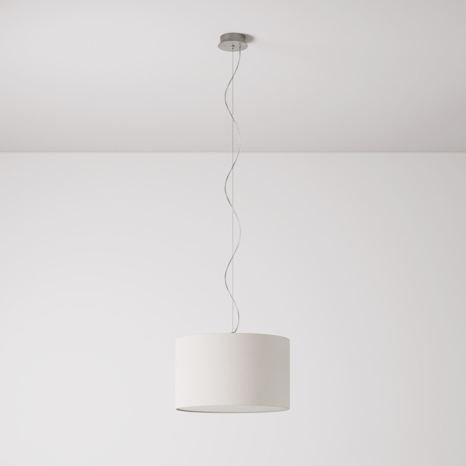 Lampada a sospensione con paralume in tessuto Cilindro Small Arenal sabbia - Made in Italy Si