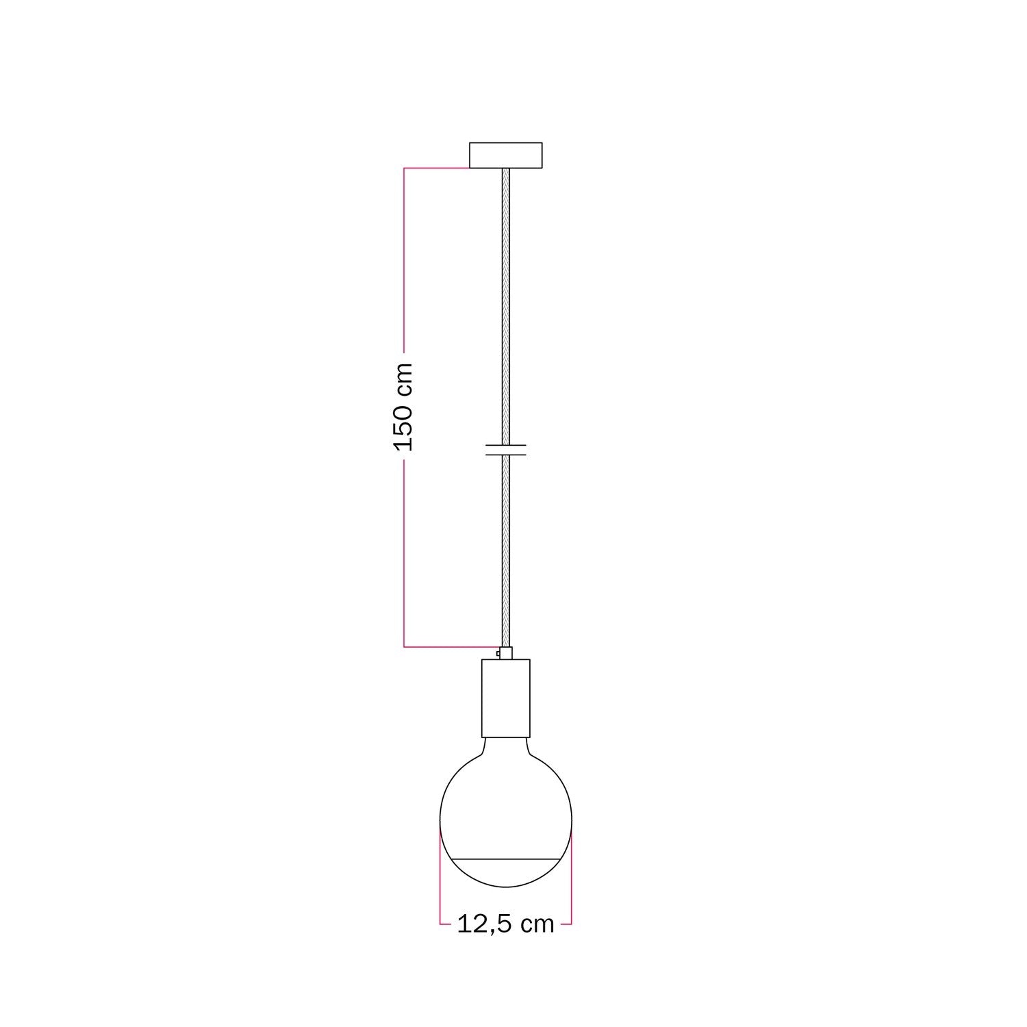 Lampada a sospensione Filotto Metallico con lampadina Lucia - Nero