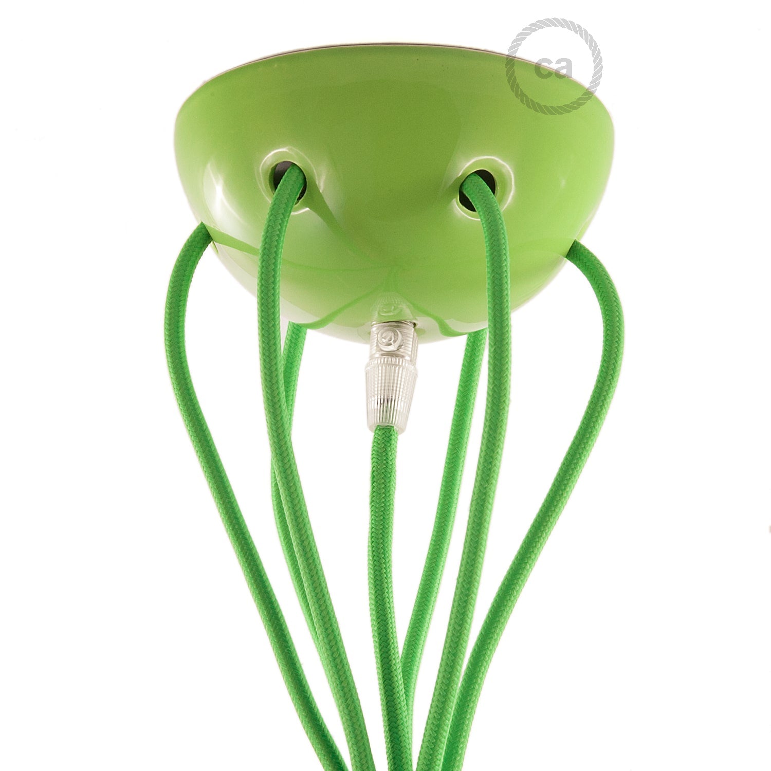 Lampada a sospensione multipla a 6 cadute con finiture in ceramica colorata - Verde