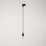 Lampada a sospensione vintage per binari con cavo trecciato - Nero perla