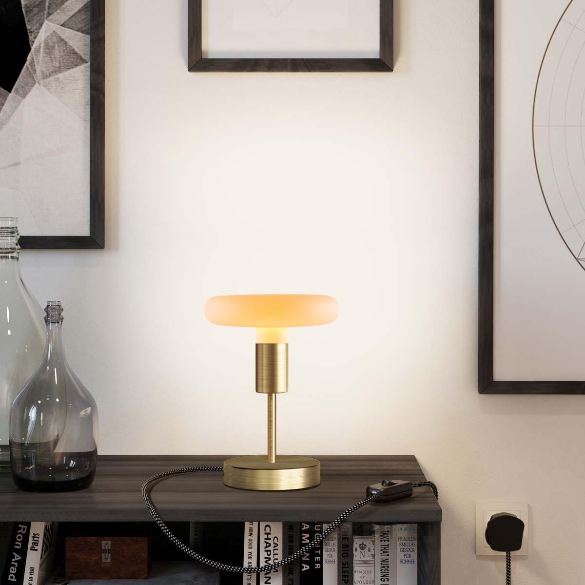 Lampada da tavolo Alzaluce Dash in metallo e spina UK - Bronzo satinato Interruttore