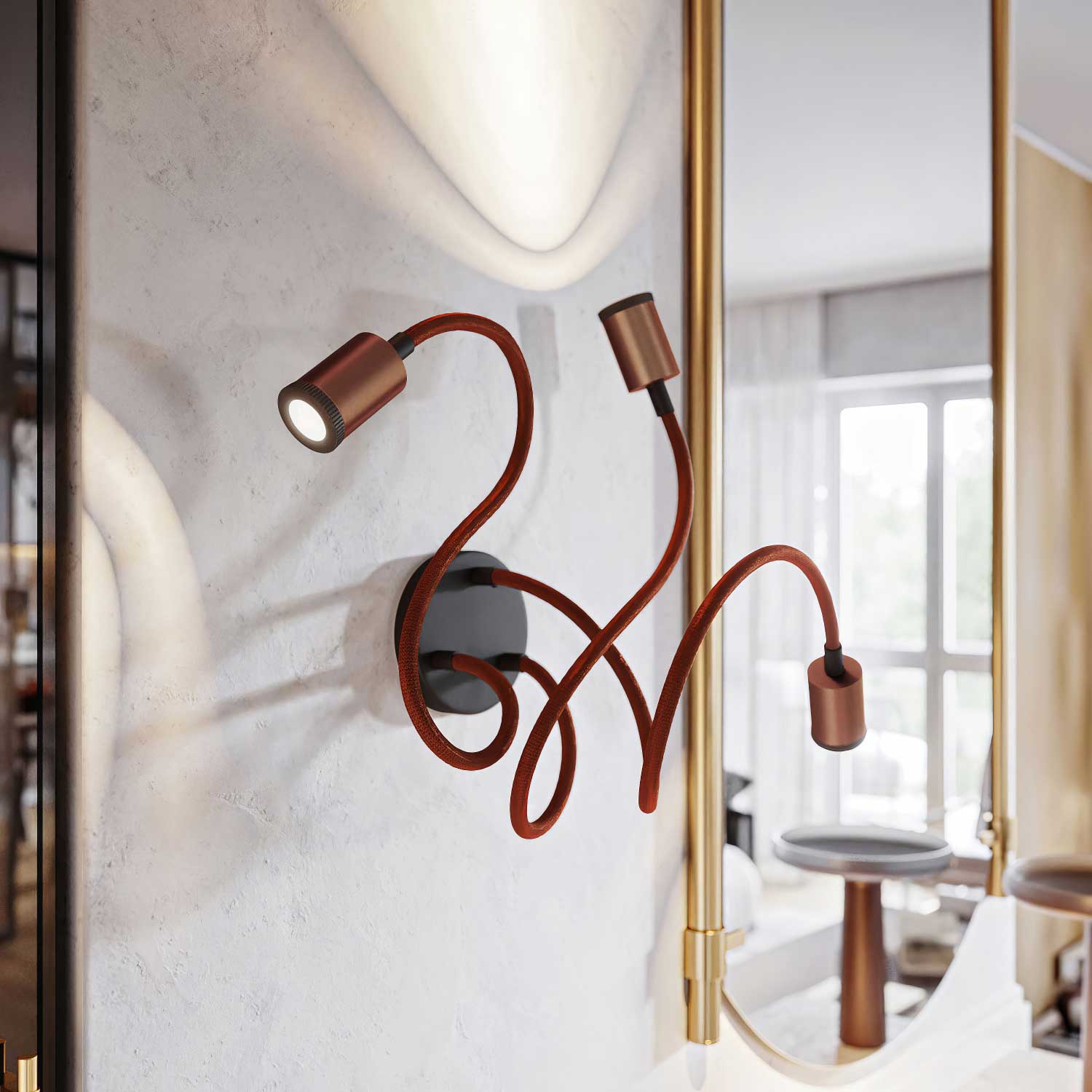 Lampada Mini faretto SPOTLIGHT GU1d0 Flex 60 da parete e soffitto - Rame satinato - Creative Cables